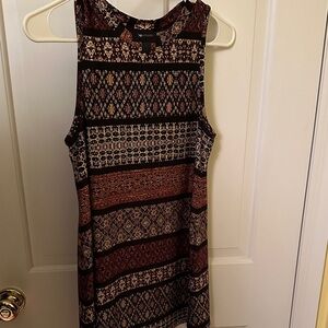 AB Studio  Print Sleeveless Tunic Top - Multi Brown Size M